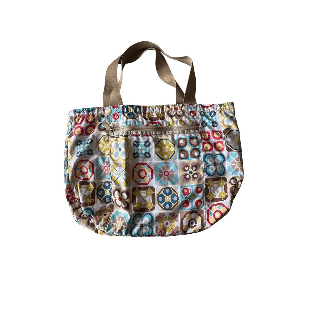 LeSportsac Hawaii Tote Bag Brown Multicolor Nylon